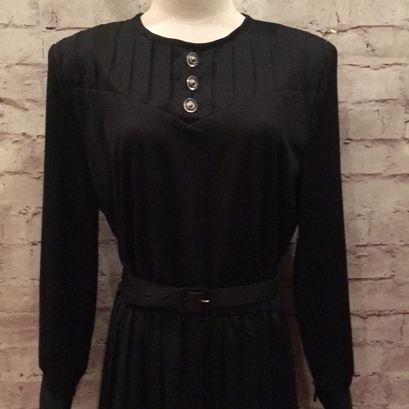 Vintage NEW 80s BLAIR Modest Secretary Dress Black - Picture 2 of 4